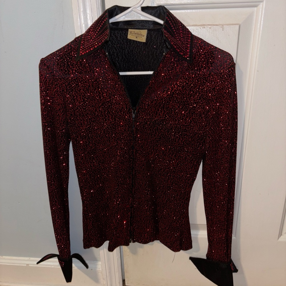 Elegant Red Glitter Women's Jacket